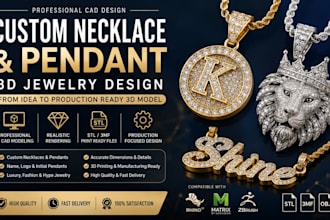 create custom necklace and pendant 3d cad jewelry design for production