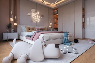 3d luxury kids bedroom,playroom decor, nursery kids room,play area,cgi rendering