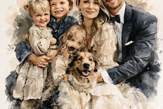 make watercolor family portrait