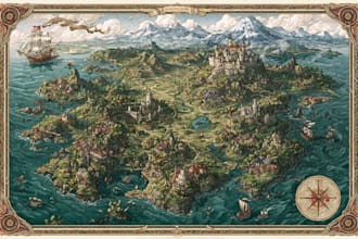 fantasy map illustration for map