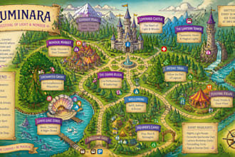 create event, tourist, and fantasy map illustration
