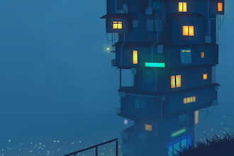 create a surreal abandoned environment concept art