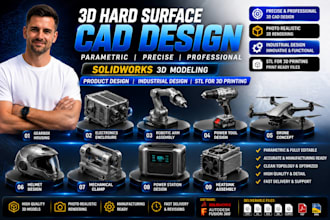3d hard surface parametric cad design solidworks 3d modeling stl for 3d printing