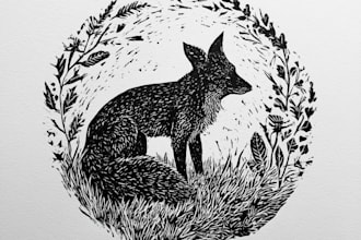 create a true woodcut or linocut illustration