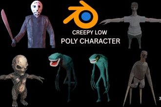 create creepy ps1 ps2 psx low poly 3d horror characters rig and animate