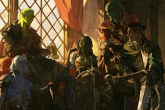 do group party character art, dnd party