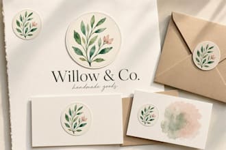 design a hand painted watercolor logo and brand identity