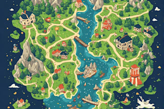 create event, tourist, and fantasy map illustration
