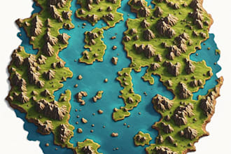 reate a fantasy atlas map, vector world map