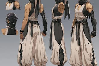 character design sheet in anime artstyle