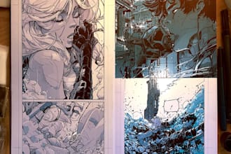 do a comic book page illustration