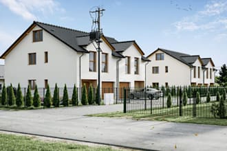 render residential estate, housing community masterplan,3d townhouse development
