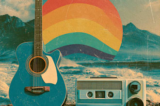 design a vintage album cover with a retro aesthetic