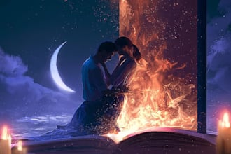 create a captivating romantic book cover illustration