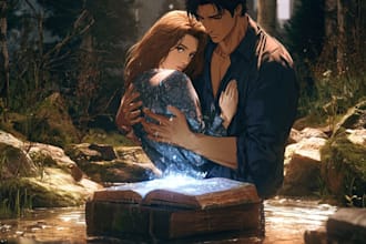 illustrate an emotional romantic book cover artwork
