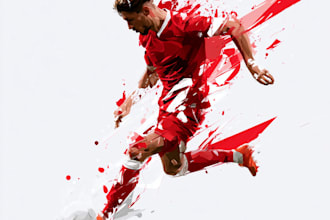 draw manual vector illustration football or sports players