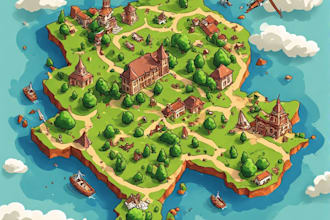 create event, tourist, and fantasy map illustration