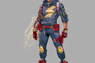 draw a custom anime superhero character in my hero style