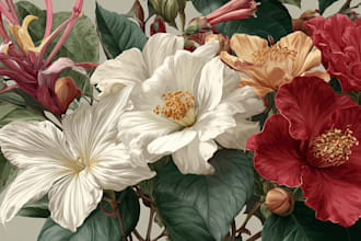 draw botanical illustrations of flowers, plants, fruits