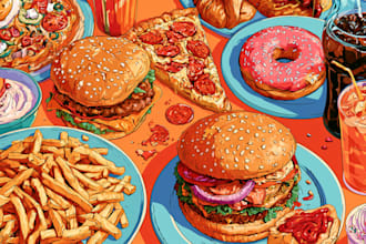 creative pop art food illustration