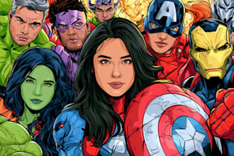 illustrate yourself into  superhero cartoon character art