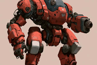 paint robots of futuristic mecha concept art illustration