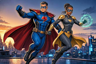create custom superhero character in action