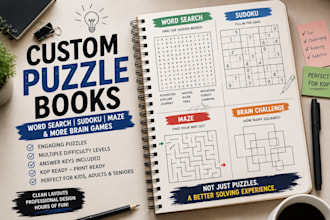 create word search sudoku maze and puzzle books design for KDP