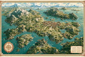 vector map illustration fantasy map design city map