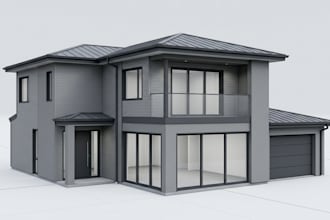 do realistic 3d house model exterior for printing, animation and rendering