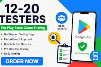 provide 12 testers mobile app testing 12 testers close 20 testers 12 app testers