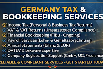 handle german bookkeeping, accounting, vat returns and payroll