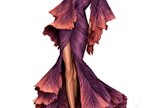 draw a fashion illustration and sketch , bridal wedding