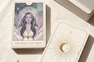 design a custom tarot or oracle card deck with mystical illustration