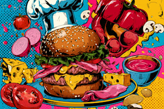 make a food pop art illustration