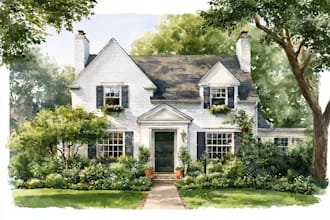 paint watercolor house portrait