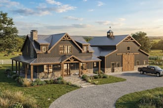 create 3d barndominium exterior design, barn house render and visualization