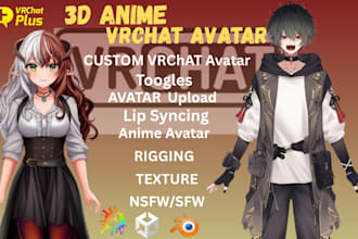 do custom vrchat avatar vrc character vr avatar creation anime vrc model vtuber