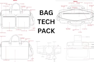 do duffle bag design and luggage tech pack travel bag technical sketch drawing