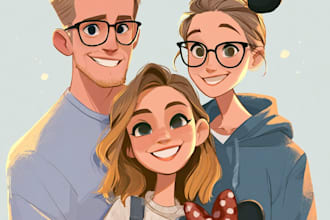 portrait in disney cartoon illustration