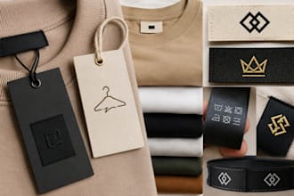 design fashion product label, clothing hang tag, woven and nylon labels or tags