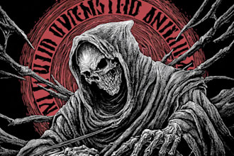 draw dark art illustration with engraving style