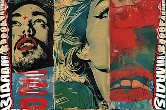 create illustration in distressed retro and comic style