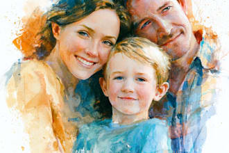 make watercolor family portrait