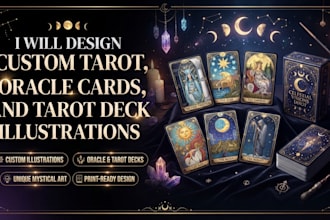 design custom tarot cards, oracle cards and tarot deck illustrations