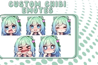 draw twich emotes, chibi emotes, animated badges for kick youtube and discord