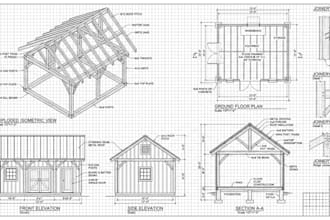 design custom timber frame shed with 3d models and construction drawings