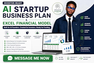 build an ai startup business plan and excel financial model for funding
