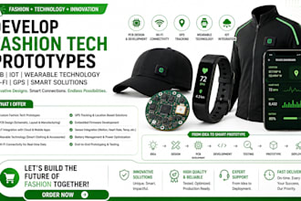 develop fashion tech prototypes with pcb, iot, wearable technology, wi fi, gps