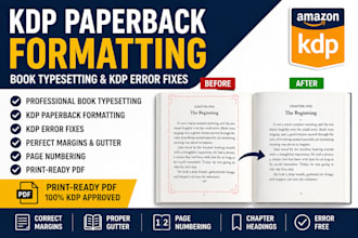 do KDP paperback formatting, book typesetting and KDP error fixes